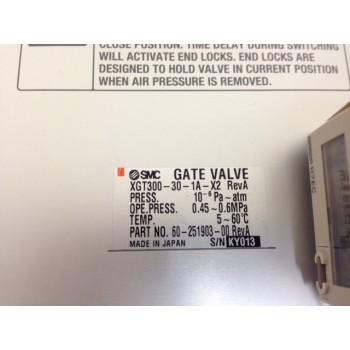 SMC XTG300-30-1A-X2 Gate Valve